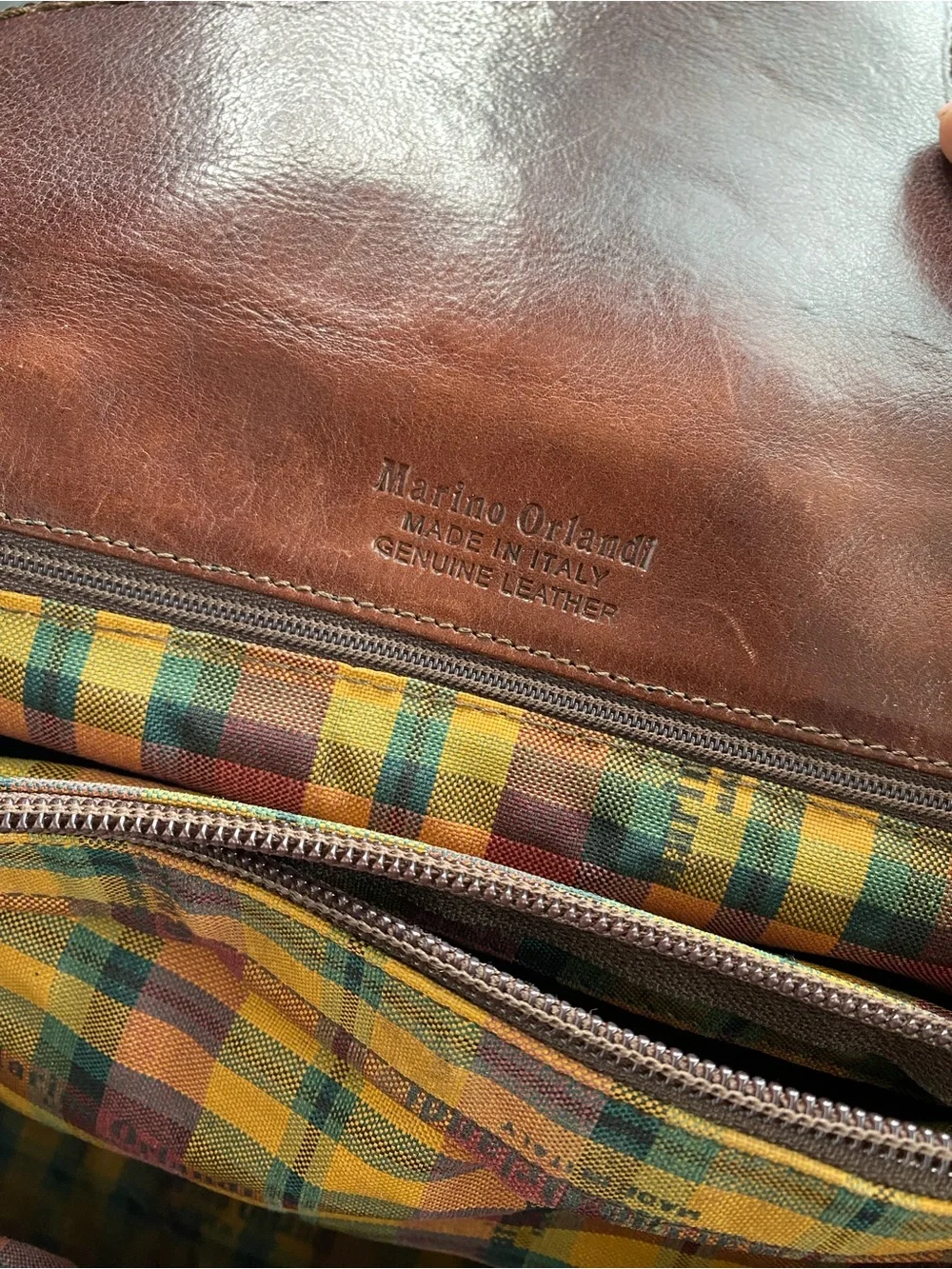 Vintage Marino Orlandi Brown Leather Satchel Bag Made in Italy